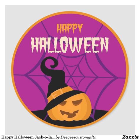 Happy Halloween Jack O Lantern Classic Round Sticker Zazzle