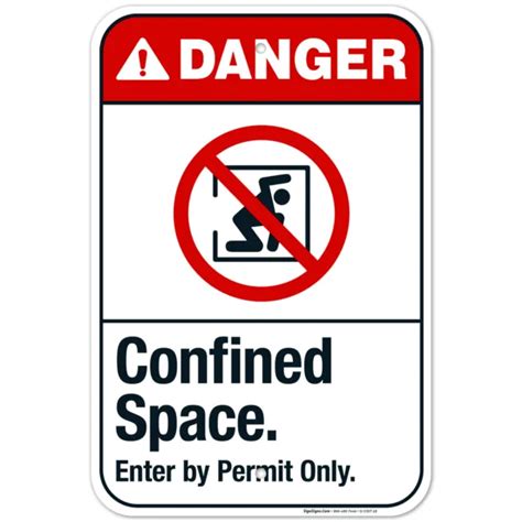 CONFINED SPACE ENTER By Permit Only Sign ANSI Danger Sign SI 5307