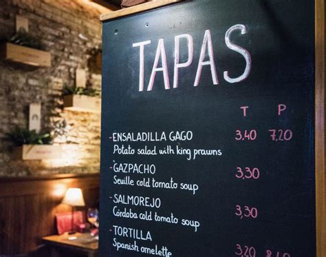 City Center Of Barcelona Tapas Menu In The Streets Stock Photo Download