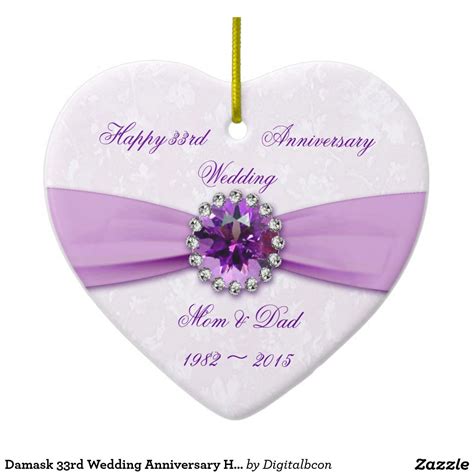 Damask 33rd Wedding Anniversary Heart Ornament | Zazzle.com | 33rd wedding anniversary, Heart 