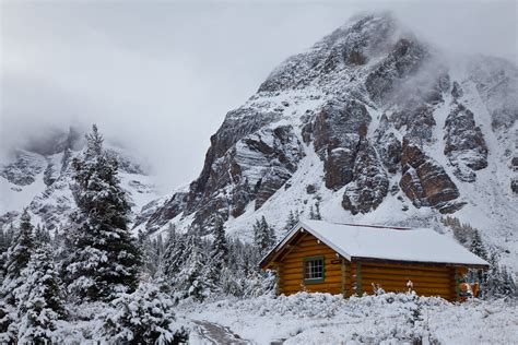 Cabin Of Mount Assiniboine Lodge After Snowfall One Of The Flickr