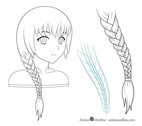 how to draw anime and manga style hair braids animeoutline anime drawings anime braids how