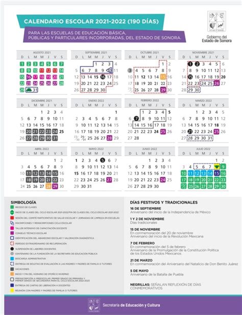 Este Es El Calendario Escolar 2021 2022 Para Educación Básica En Sonora