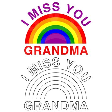 Rainbow Coloring Page I Miss You Grandma Rainbow Colouring In Etsy