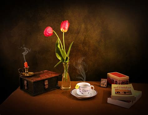 Pictures Tulips Cup Book Still Life