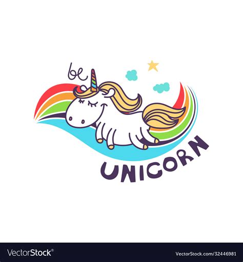 Cute Cartoon Unicorn Royalty Free Vector Image