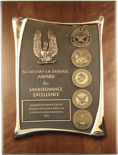 Secretary Of Defense Award For Maintenance Excellence Plaque