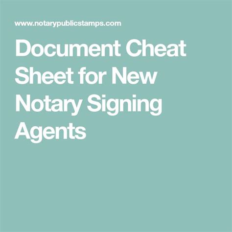 Document Cheat Sheet For New Notary Signing Agents Notary Signing