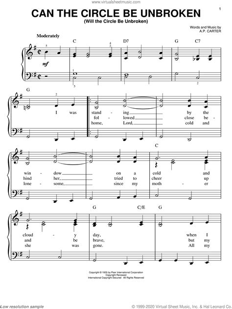 Can The Circle Be Unbroken Will The Circle Be Unbroken Sheet Music