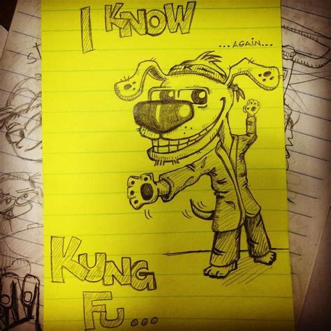 I Know Kung Fu Doodle Cartoon Dog Kungfu Martialarts Pencil