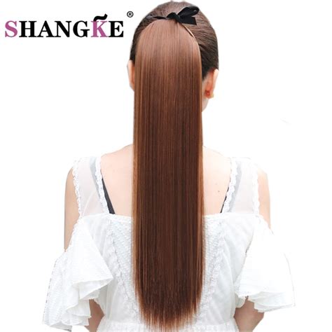 Shangke Hair 22 Long Straight Ponytails Clip In Ponytail Drawstring