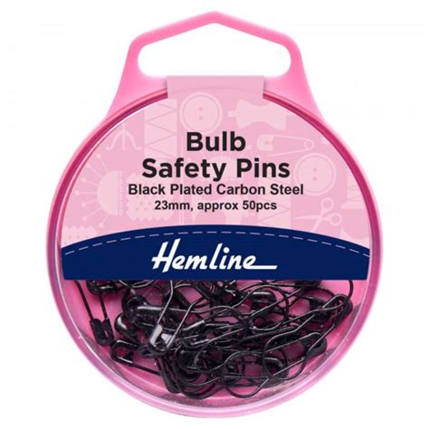 Hemline Bulb Safety Pins 23mm Black Clark Craft Products