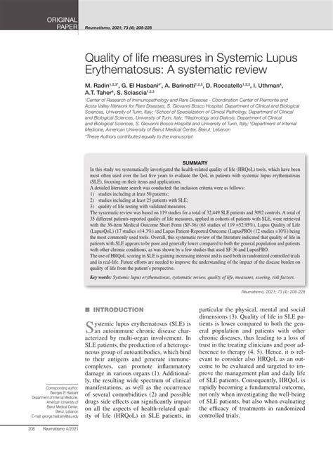 Pdf Quality Of Life Measures In Systemic Lupus Erythematosus A