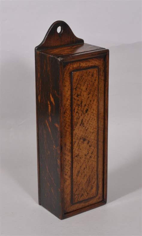 Antique Early 19th Century Oak Wall Mounted Candle Box Bada