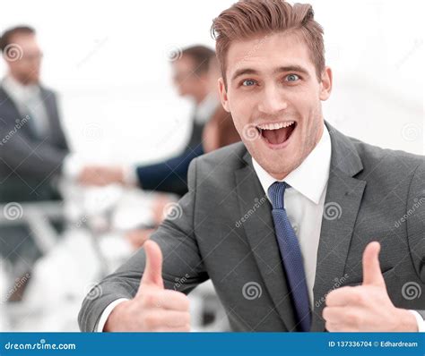 Happy Businessman Showing Thumbs Up Stock Photo Image Of Business