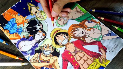 Speed Drawing Luffy And Sua Tripulação One Piece Youtube