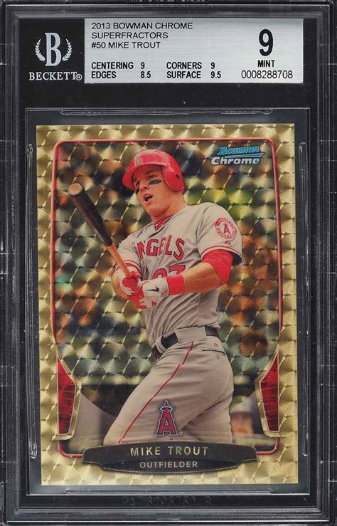 2013 Bowman Chrome Superfractor Mike Trout 11 50 Bgs 9 Mint Weekly