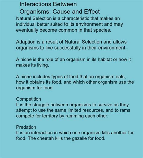 Interactions Between Organisms Cause And Effect My Science Website