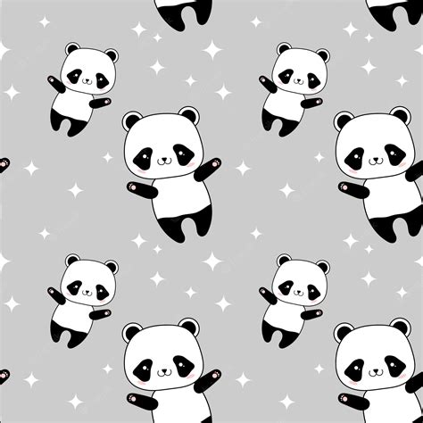 Premium Vector Cute Panda Bear Character Seamless Pattern