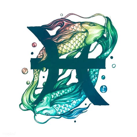 Hand Drawn Horoscope Symbol Of Pisces Illustration Free Image By