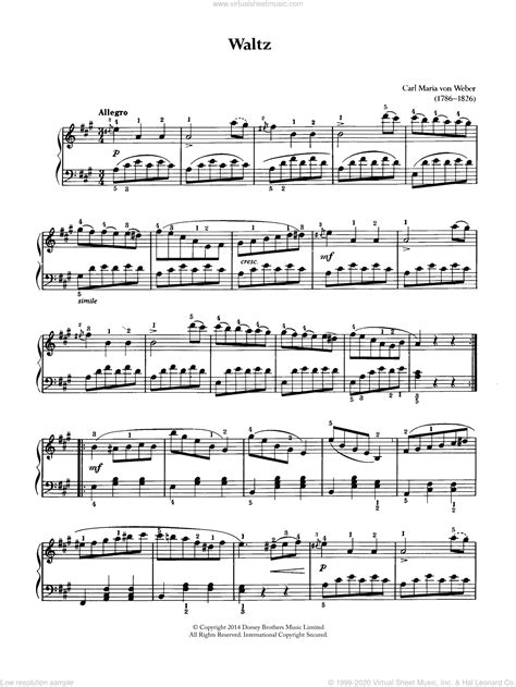 Check out this list of 20 popular piano pieces that every pianist should have on their bucket list. Weber - Waltz sheet music for piano solo PDF