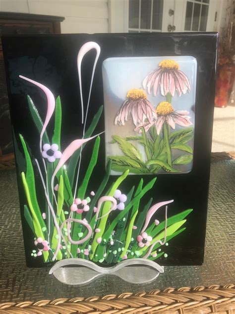 Designed By Annie Dotzauer Here Is A Fused Glass Panel Featuring Cone Flowers With Colors For