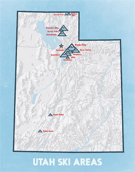 Utah Ski Resorts Map 11x14 Print Best Maps Ever