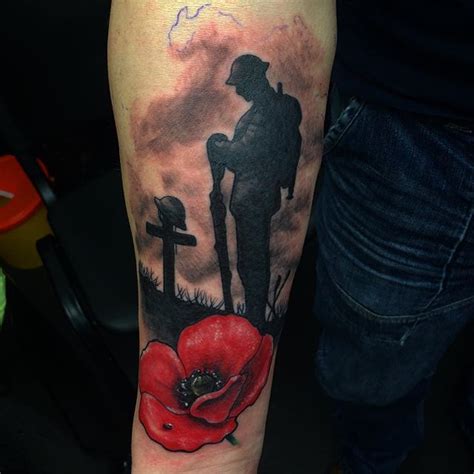 Rose And Poppy Tattoo Sleeve ~ Tattoo Forget Lest Tattoos Military Army