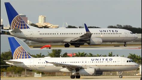 United Boeing 737 900er Airbus A320 Takeoff From Ft Lauderdale