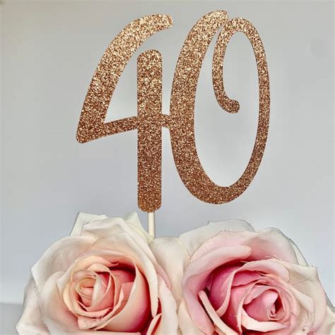40 Cake Topper 40th Birthday Glitter Cake Topper Forty Cake Etsy