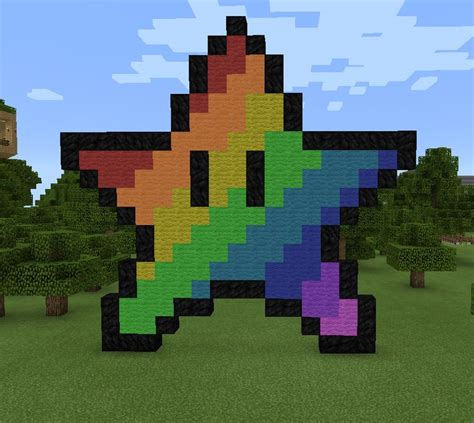 Minecraft Rainbow Star Statue Minecraft Pixel Art Pixel Art