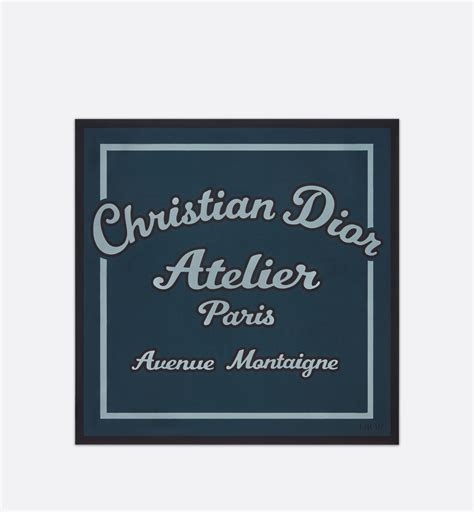 Christian Dior Atelier Bandana Navy Blue And Gray Silk Dior