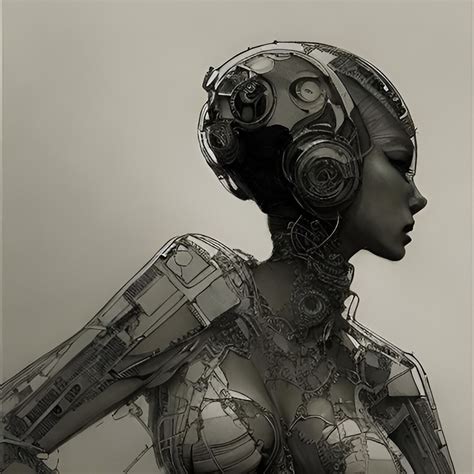 Künstlerische Illustrasjon Portrait Of A Girl In A Futuristic Cyberpunk Woman Style Europosters