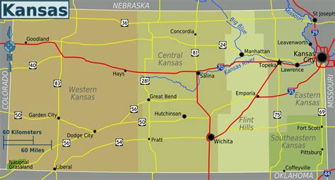 Large Regions Map Of Kansas State Kansas State Usa Maps Of The