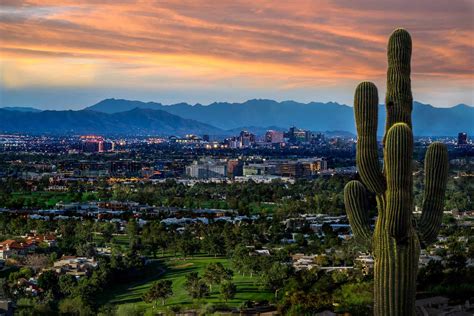 Downtown Phoenix Skyline From Phoenix Mountains Preserve Club