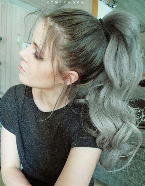 Gray Ponytail Long Hair Styles Grey Ombre Hair Ponytail Hairstyles