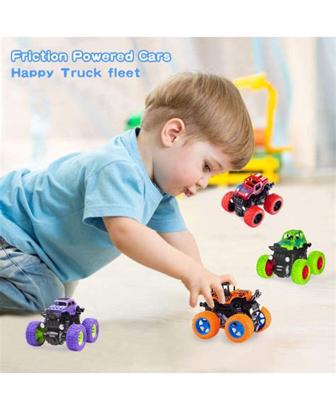 Truck Toy Cars For Boys 4 Pack Push Cars For Toddlers Inertia Toy Car