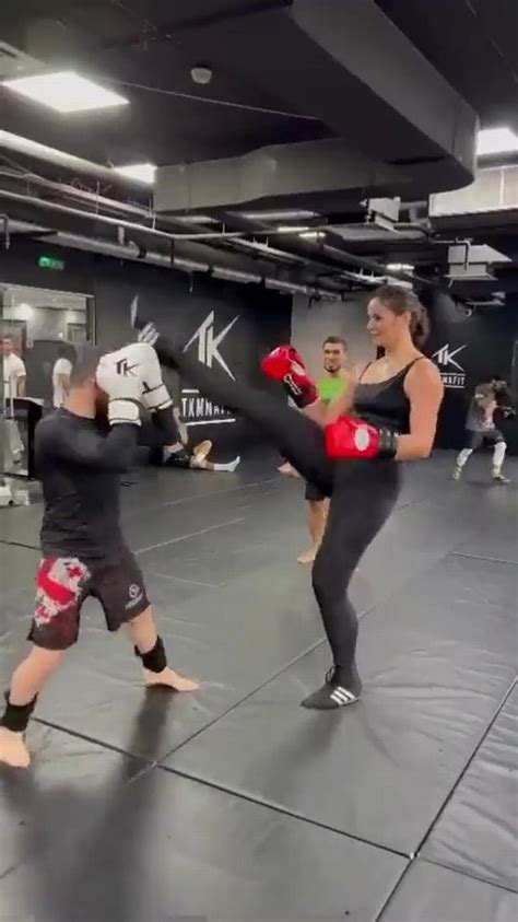 ufc star lifted in the air by 6ft 4in female kickboxer in bizarre training footage daily star