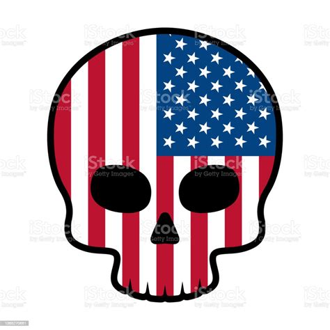 Vector American Flag Skull On White Background Stock Illustration