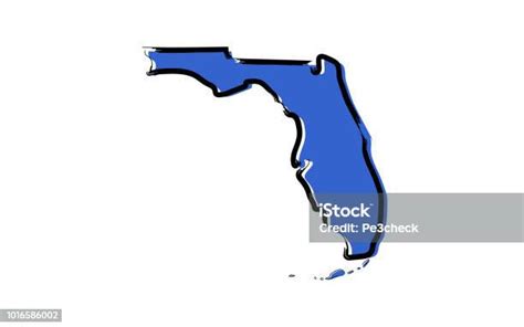 Ilustración De Mapa De Bosquejo Azul De La Florida Y Más Vectores