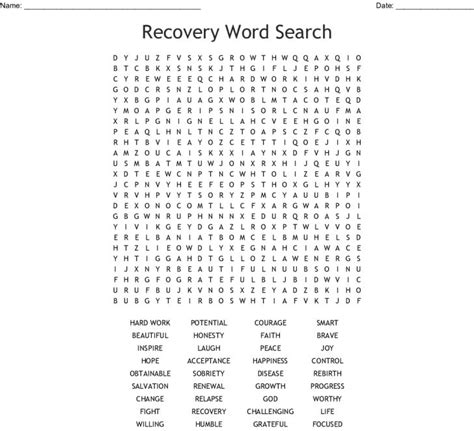 Free Printable Worksheet Word Search About Recovery Word Search Printable