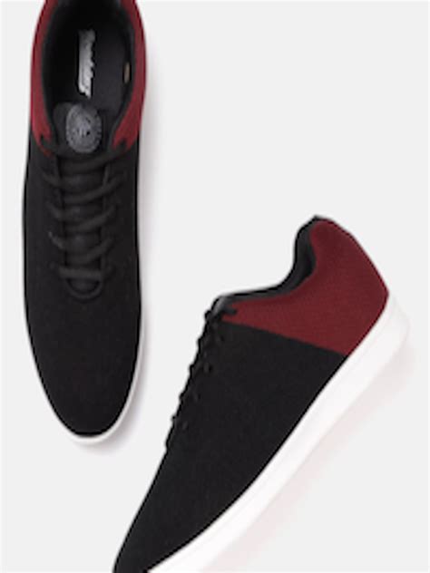 buy roadster men black and maroon colourblocked sneakers casual shoes