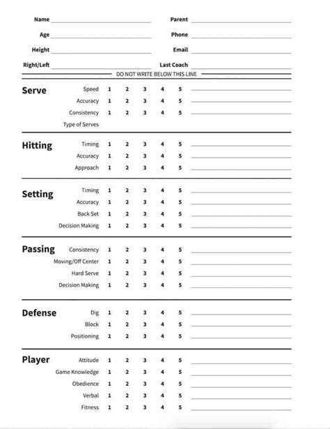 Printable Softball Tryout Evaluation Form