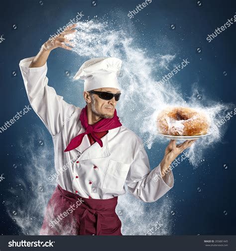 Chef Sprinkle Powdered Sugar Donut Stock Photo 205881445 Shutterstock