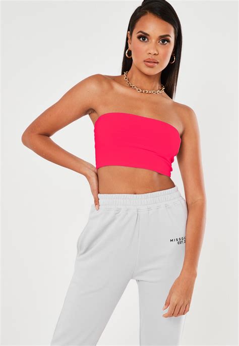 Neon Pink Seam Free Basic Bandeau Top Missguided