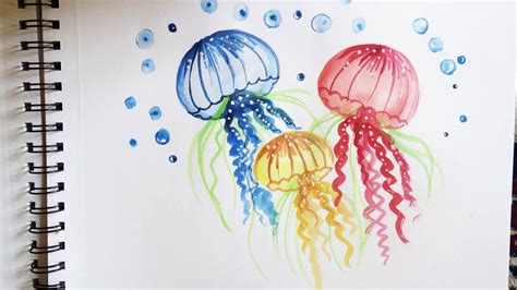 Jellyfish Painting With Watercolor Easy Watercolor Tutorial For