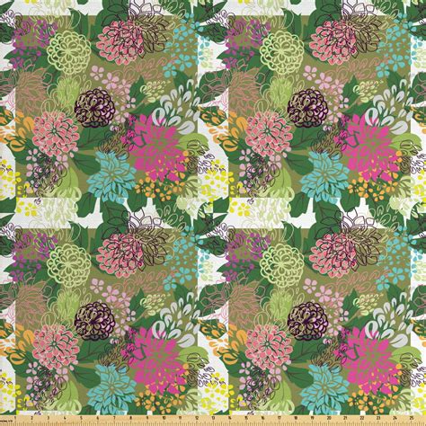 Floral Fabric By The Yard Upholstery Vibrant Flower Bouquet Botanical