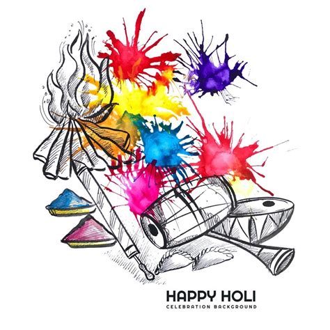 Holi Sketch Celebration Card 701663 Vector Art At Vecteezy