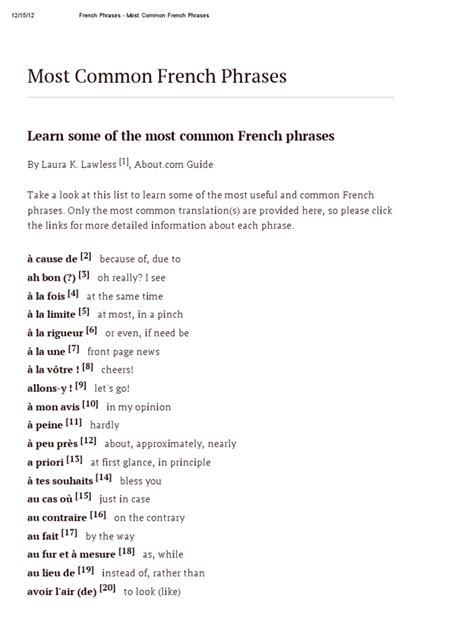 Most Common French Phrases
