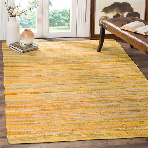 shop safavieh hand woven rag cotton rug yellow multicolored cotton rug 5 x 8 on sale
